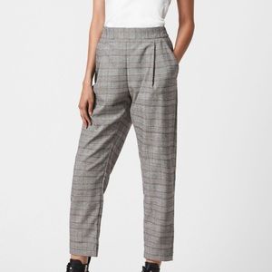 NEW Allsaints Checked Cropped Pants in Grey/Plum Red Size 4